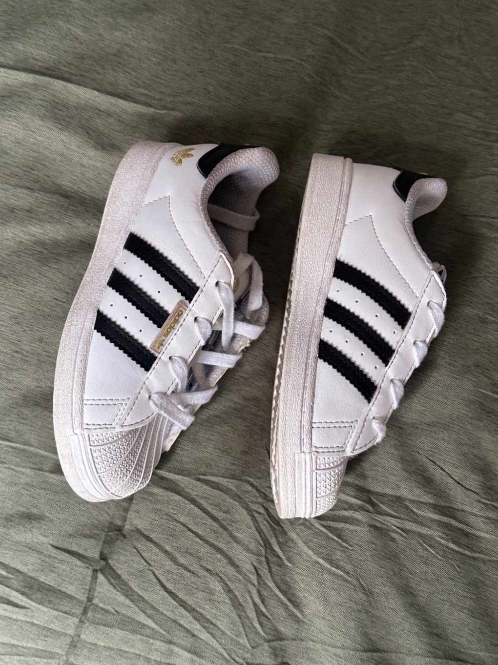 Toddler Adidas Superstar Classic Shell Toe Shoes Black and White Laces Size 9K